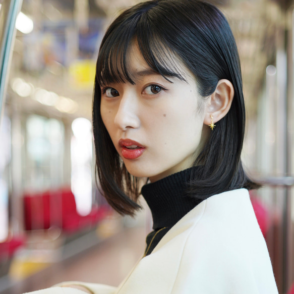 一番星の14kgfピアス　金属アレルギー対応　プチギフト　サージカルステンレス　ゴールド　メンズ　華奢　夏　ギフト 9枚目の画像