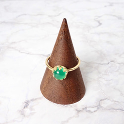 グリーンオニキスのリング（フリーサイズ）指輪　ゴールド　天然石　緑　 4枚目の画像