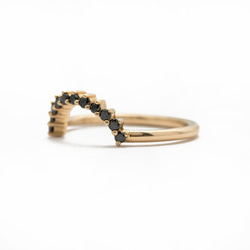 Black Diamond "Lula" 14K Yellow Gold Handmade Ring/堆疊戒/指節環 第2張的照片