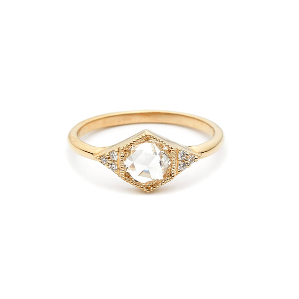 "Drea II"Rose Cut Diamond 14K Yellow Gold Ring/結婚/婚禮/堆疊戒/生日禮 第2張的照片