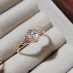 "Drea II"Rose Cut Diamond 14K Yellow Gold Ring/結婚/婚禮/堆疊戒/生日禮 第1張的照片