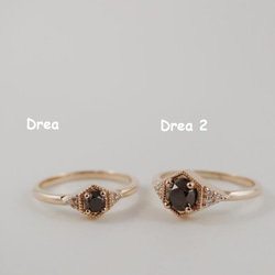 "Drea" Black Diamond Ring 14K Yellow Gold Handmade/堆疊戒/宇宙黑 第4張的照片