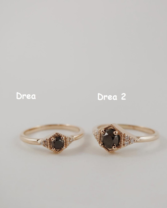 "Drea" Black Diamond Ring 14K Yellow Gold Handmade/堆疊戒/宇宙黑 第4張的照片