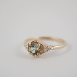 "Drea II" Sapphire 14K Yellow Gold Handmade Ring/堆疊戒/日常搭配/藍色 第1張的照片