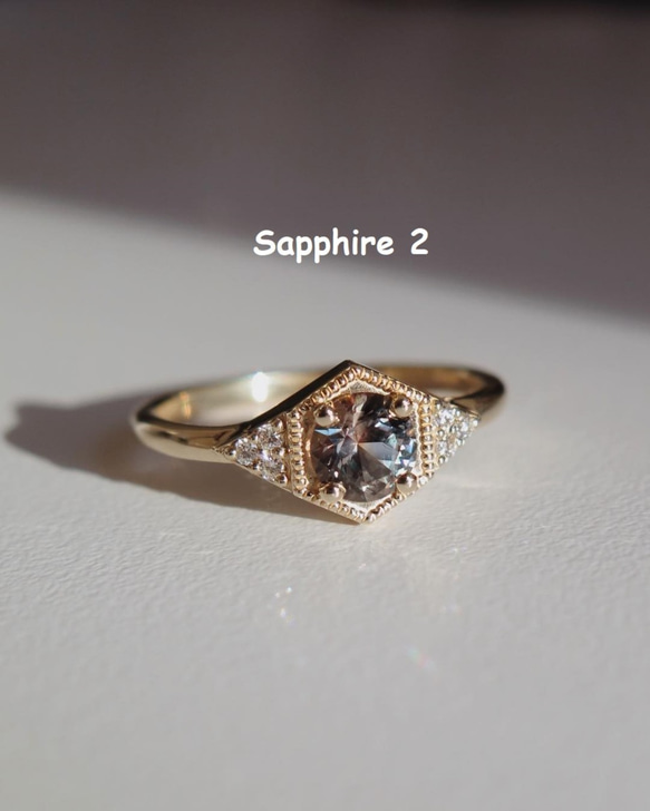 "Drea II" Sapphire 14K Yellow Gold Handmade Ring/堆疊戒/日常搭配/藍色 第5張的照片