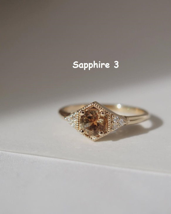 "Drea II" Sapphire 14K Yellow Gold Handmade Ring/堆疊戒/日常搭配/藍色 第6張的照片