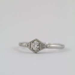 "Drea"Round Brilliant Cut White Diamond 14K Gold Ring/婚禮/指節環 第3張的照片