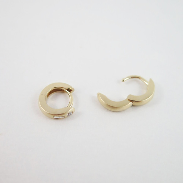 Ear Cuff Style Hoops 14k Yellow Gold Handmade Earrings/梯鑽/圓圈 第3張的照片