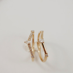 "Faye" White Diamond 14K Yellow Gold Handmade Ring/情人節/指節環 第2張的照片