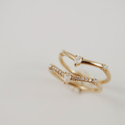 "Faye" White Diamond 14K Yellow Gold Handmade Ring/情人節/指節環 第3張的照片