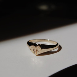 【免費客製】Heart Customize Signet Character Ring 14K Gold Ring 第3張的照片