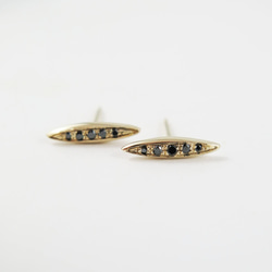 "Pod"Black Diamond 14k Yellow Gold Handmade Earrings/黑鑽石/豆莢 第3張的照片