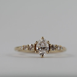 "Leona"Oval Cut Diamond 14K Yellow Gold Ring/婚禮/指節環/堆疊戒/結婚 第3張的照片