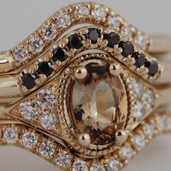 "Ley"White Diamond 14K Yellow Gold Handmade Ring/指節環/婚禮/堆疊戒 第3張的照片