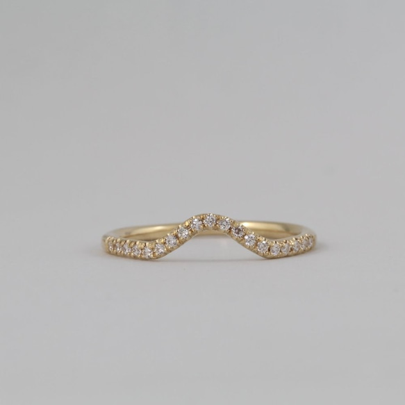 "Ley"White Diamond 14K Yellow Gold Handmade Ring/指節環/婚禮/堆疊戒 第4張的照片