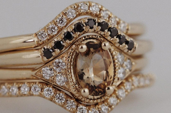 "Lla"White Diamond 14K Yellow Gold Handmade Ring/指節環/婚禮/堆疊戒 第4張的照片