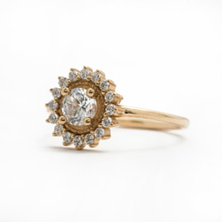 "Mara"White diamond 14K Yellow Gold Ring/婚禮/指節環/堆疊戒/結婚/母親節 第2張的照片