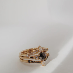 "Nell"White Diamond 14K Yellow Gold Handmade Ring/指節環/婚禮/堆疊戒 第3張的照片