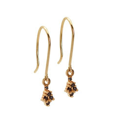 "Ona"Drops Diamonds 14k Yellow Gold Handmade Earrings/黑鑽/哥德式 第1張的照片