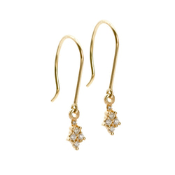 "Ona"Drops Diamonds 14k Yellow Gold Handmade Earrings/黑鑽/哥德式 第2張的照片