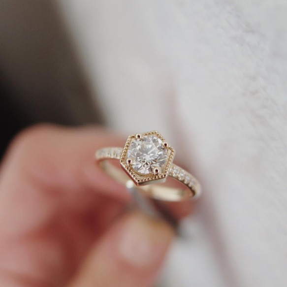 "Rya" Round Cut White Diamond 14K Gold Ring/婚戒/堆疊戒/結婚/求婚/訂婚 第2張的照片