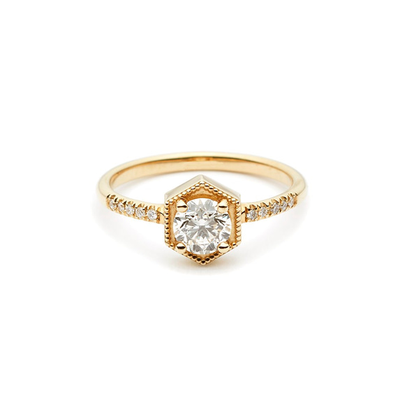 "Rya" Round Cut White Diamond 14K Gold Ring/婚戒/堆疊戒/結婚/求婚/訂婚 第3張的照片