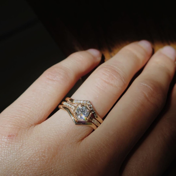 "Rya" Round Cut White Diamond 14K Gold Ring/婚戒/堆疊戒/結婚/求婚/訂婚 第4張的照片