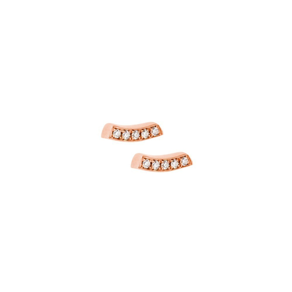 The Diamond "Arc" 14k Rose Gold Handmade Earrings/半月/微笑/弧線 第1張的照片