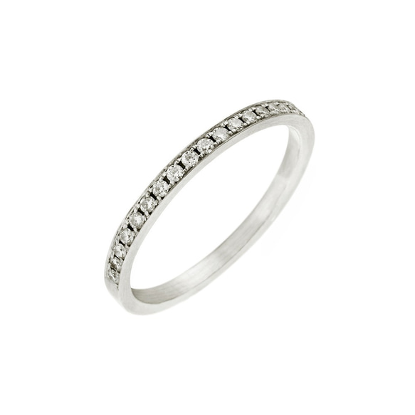 "Infinity"White Diamond 14K White Gold Stacking Ring/尾戒/線戒 第1張的照片