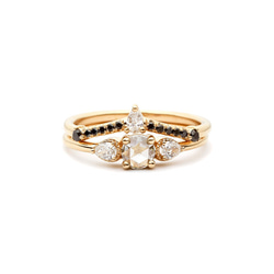 "WeddingSets02" Black Diamond 14K Gold Handmade Ring/堆疊戒/線戒 第1張的照片