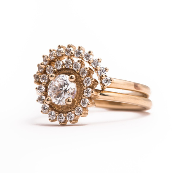 "Wedding Sets 10" White Diamond 14K Rose Gold Ring/堆疊戒/婚戒/求婚 第2張的照片