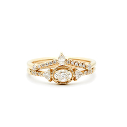 "Wedding Sets06" White Diamond 14K Gold Ring/堆疊戒/線戒/求婚/婚禮/幸福 第1張的照片