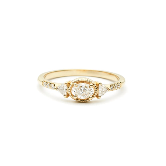 "Wedding Sets06" White Diamond 14K Gold Ring/堆疊戒/線戒/求婚/婚禮/幸福 第2張的照片