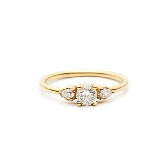 "Wedding Sets01" White Diamond 14K Gold Ring/堆疊戒/線戒/求婚/婚禮/幸福 第2張的照片