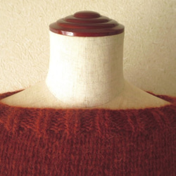 『再販・受注製作』キッドモヘア・ウールのまっすぐ衿セーター＊やわらかセーター　テラコッタ　レンガ　毛足長 3枚目の画像
