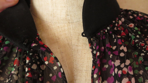 『一点物』アンティークデザインドレス＊アール・デコからシフォンフレアワンピース　フォーマル　パーティー　黒　ブラック 6枚目の画像