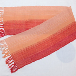 手織りウールのマフラーオレンジ色 8枚目の画像