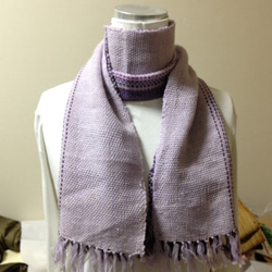手織りウールのマフラー  紫色 8枚目の画像