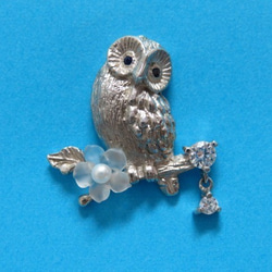 Silver925　フクロウ　タイピンブローチ 1枚目の画像