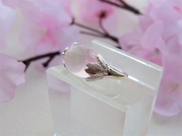 12号Charch jewelry ハンドメイド　シルバーリング　ローズクォーツ