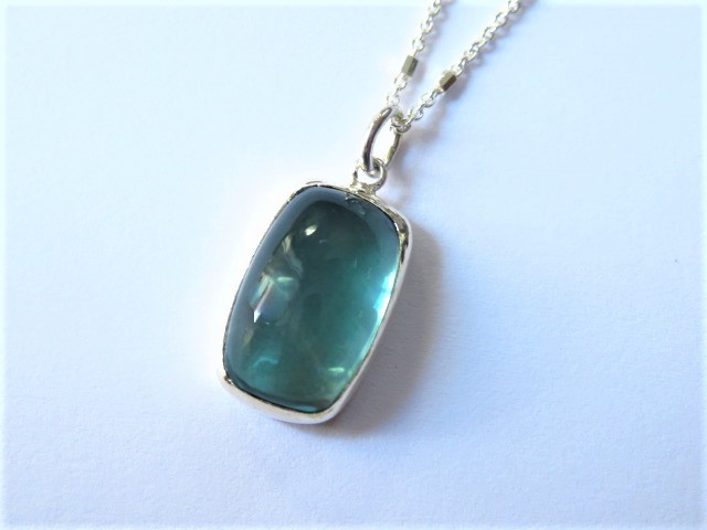 シルバー925　グリーンフローライト　ペンダントネックレス