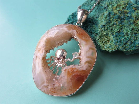 シルバー 結晶メノウ ペンダントネックレス ＜オクトパス＞ ネックレス