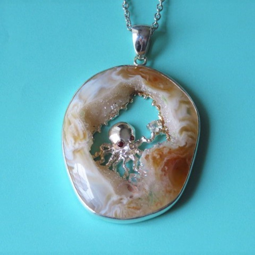 シルバー 結晶メノウ ペンダントネックレス ＜オクトパス＞ ネックレス