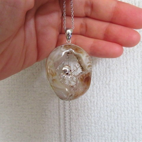 シルバー 結晶メノウ ペンダントネックレス ＜オクトパス＞ ネックレス