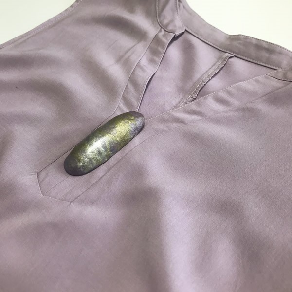 組紐ネックレス付和紙のブローチ　No.5422