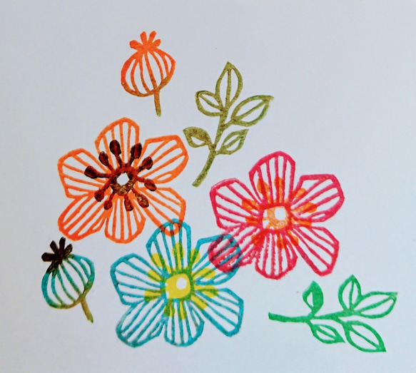 北欧風お花はんこ【重ねおし4点セット】 1枚目の画像