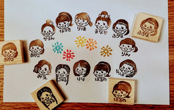 小さいサイズ 似顔絵はんこ 年賀状にも♡ 消しゴムはんこ