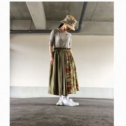 「Creema限定」リネン迷彩融合の柔らかボリュームスカート 1枚目の画像