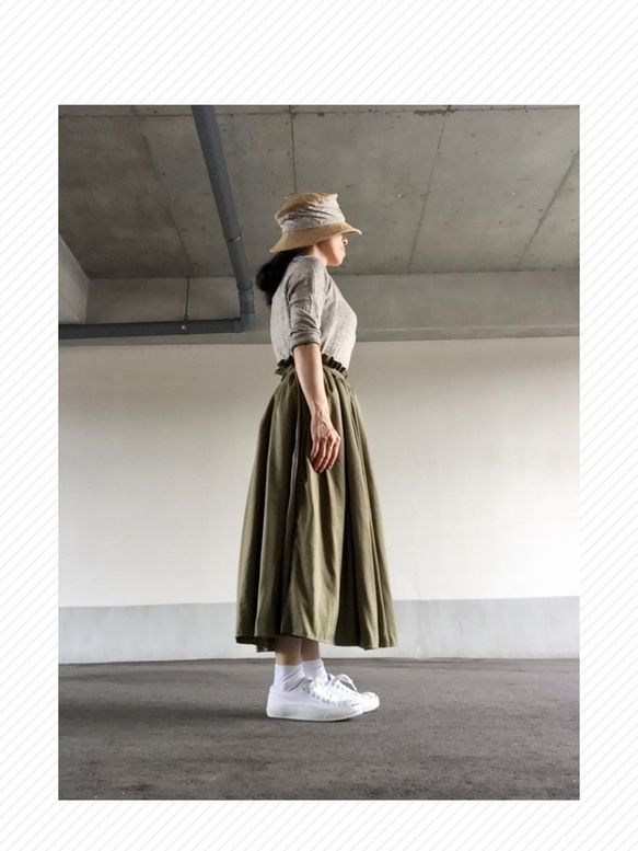 「Creema限定」リネン迷彩融合の柔らかボリュームスカート 3枚目の画像