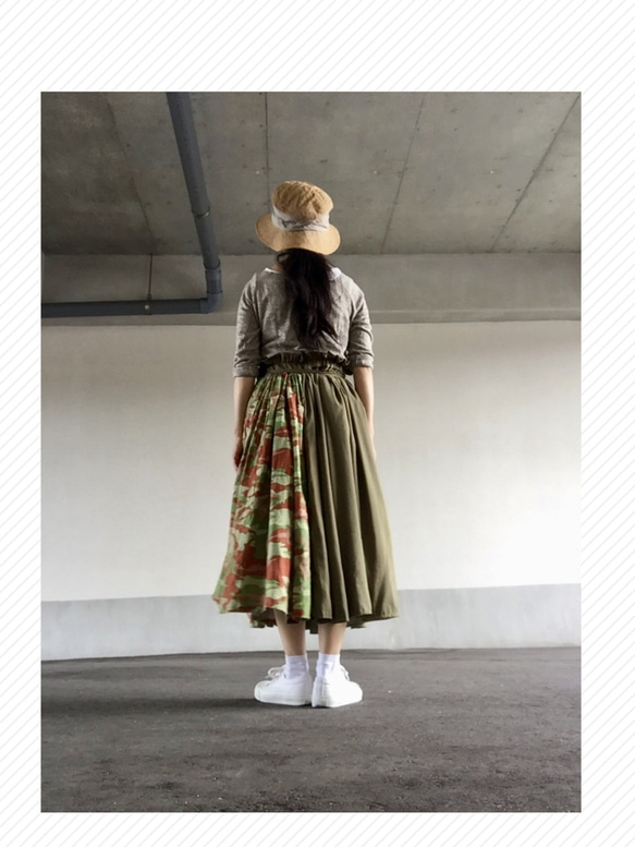 「Creema限定」リネン迷彩融合の柔らかボリュームスカート 4枚目の画像